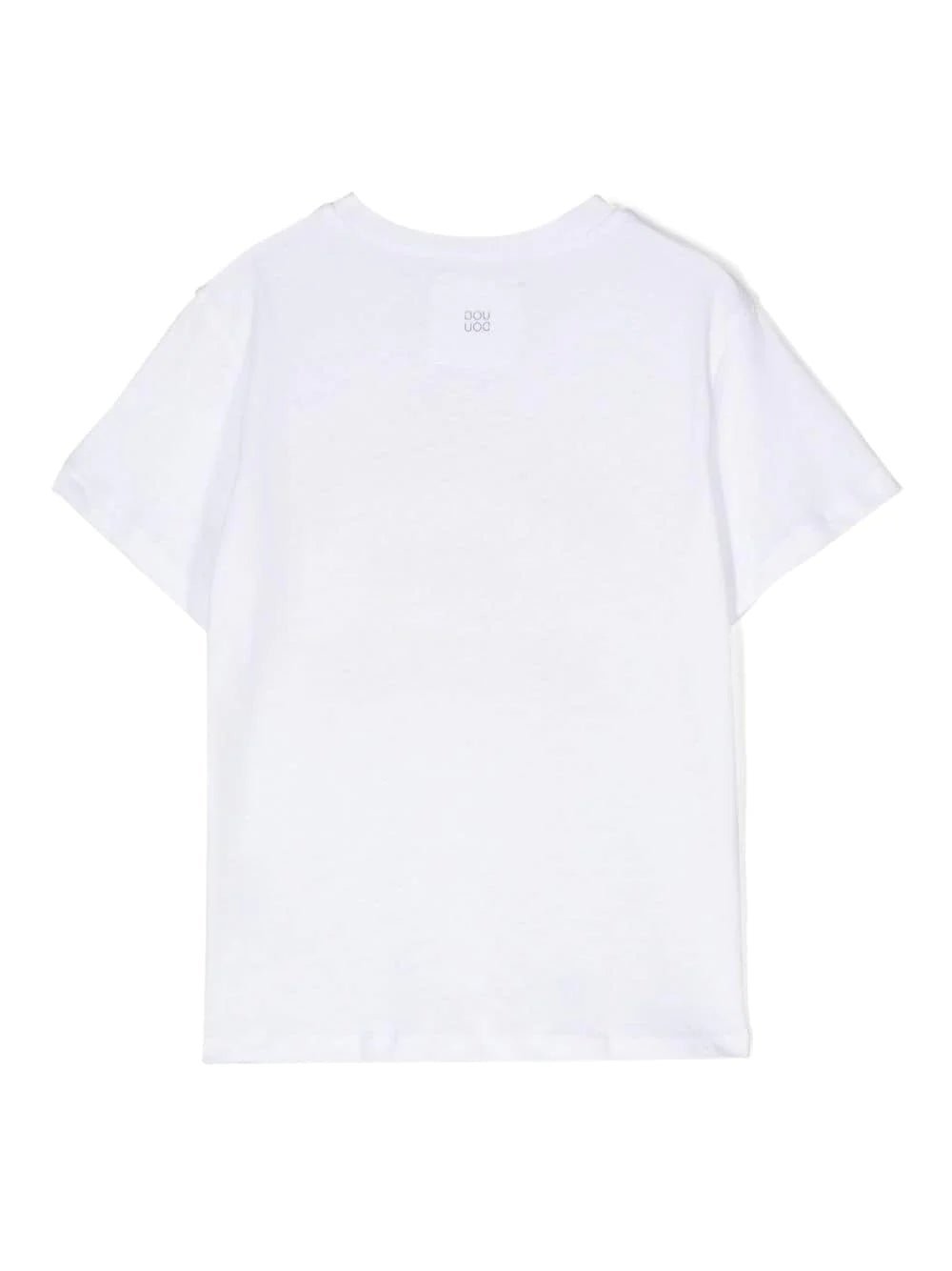 T - SHIRT BIANCA CON STAMPA ORO DOUUOD - Angel Luxury