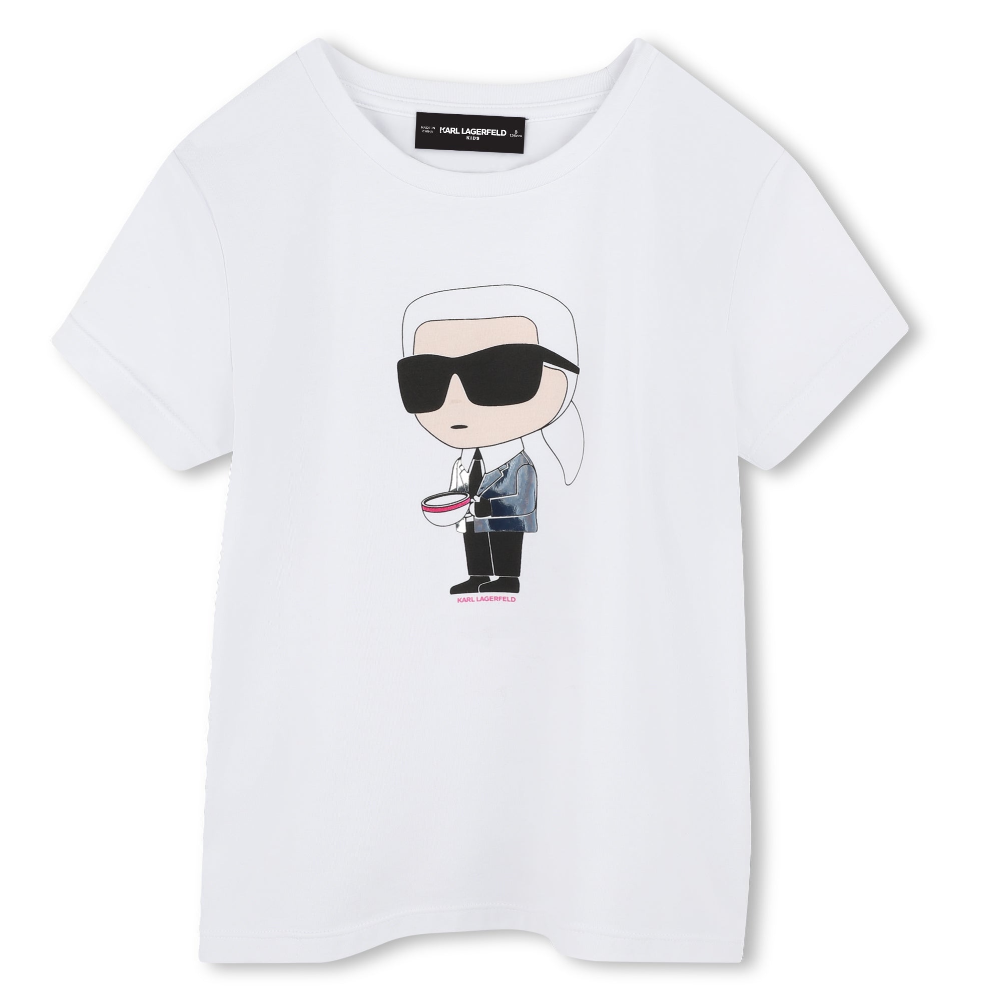 T - SHIRT BIANCA CON TAZZA VIOLA KARL LAGERFELD - Angel Luxury