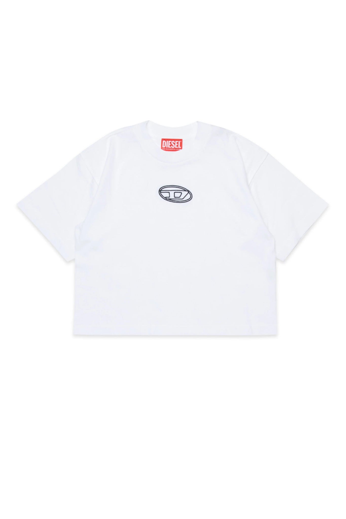 T - SHIRT BIANCA CROPPED CON LOGO NERO DIESEL - Angel Luxury
