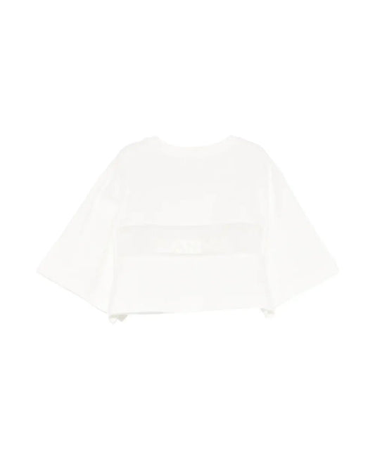 T - SHIRT BIANCA IN ORGANZA SUL RETRO LOGATA ELISABETTA FRANCHI - Angel Luxury