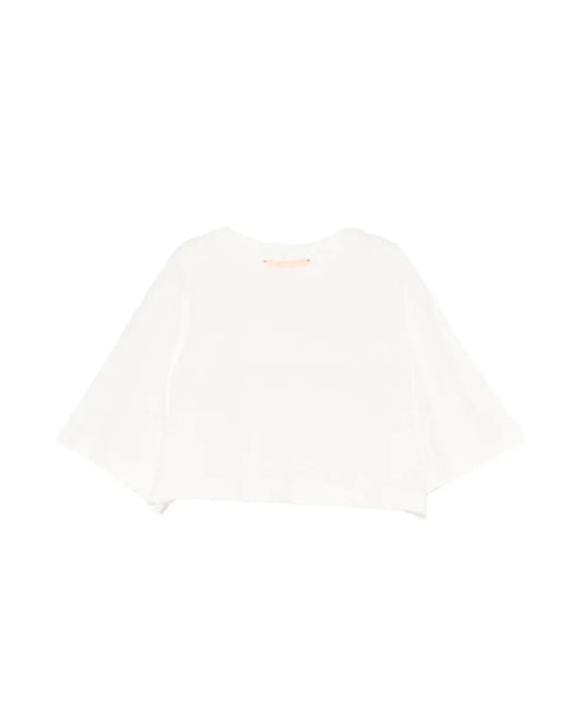 T - SHIRT BIANCA IN ORGANZA SUL RETRO LOGATA ELISABETTA FRANCHI - Angel Luxury