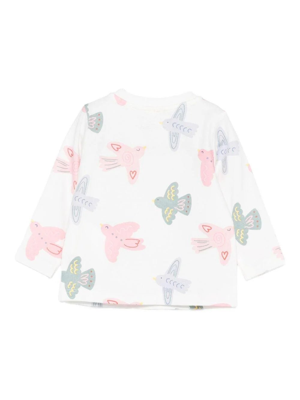 T - SHIRT BIANCA MANICA LUNGA CON UCCELLI COLORATI STELLA MCCARTNEY - Angel Luxury