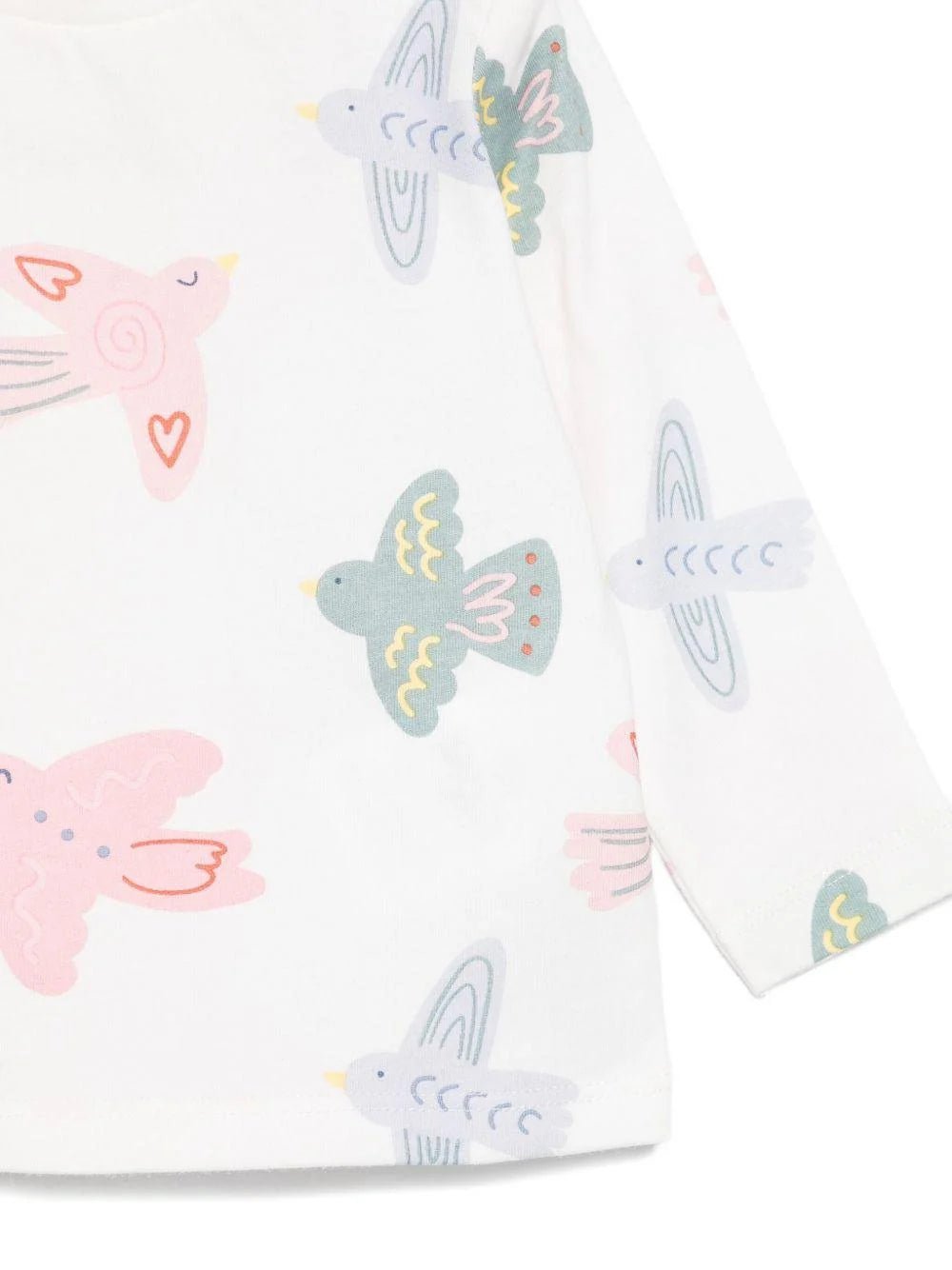 T - SHIRT BIANCA MANICA LUNGA CON UCCELLI COLORATI STELLA MCCARTNEY - Angel Luxury
