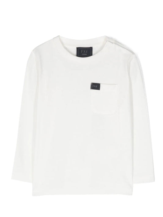 T - SHIRT BIANCA MANICA LUNGA FAY - Angel Luxury