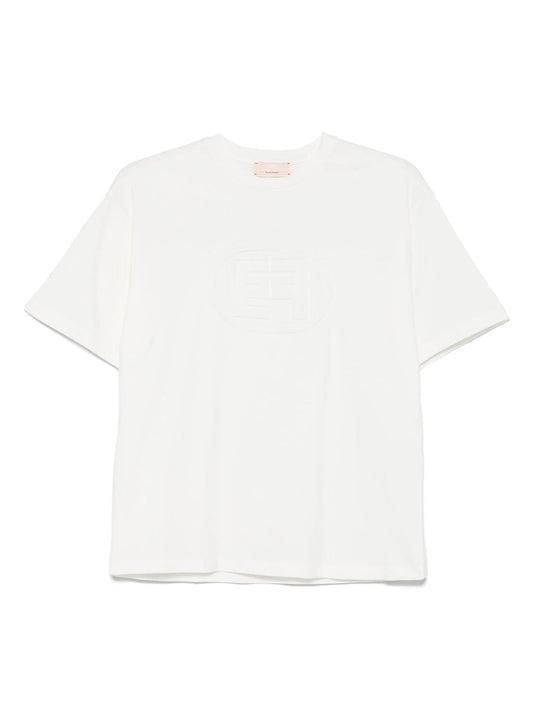 T - SHIRT BIANCA PER NEONATA CON LOGO RICAMATO ELISABETTA FRANCHI - Angel Luxury