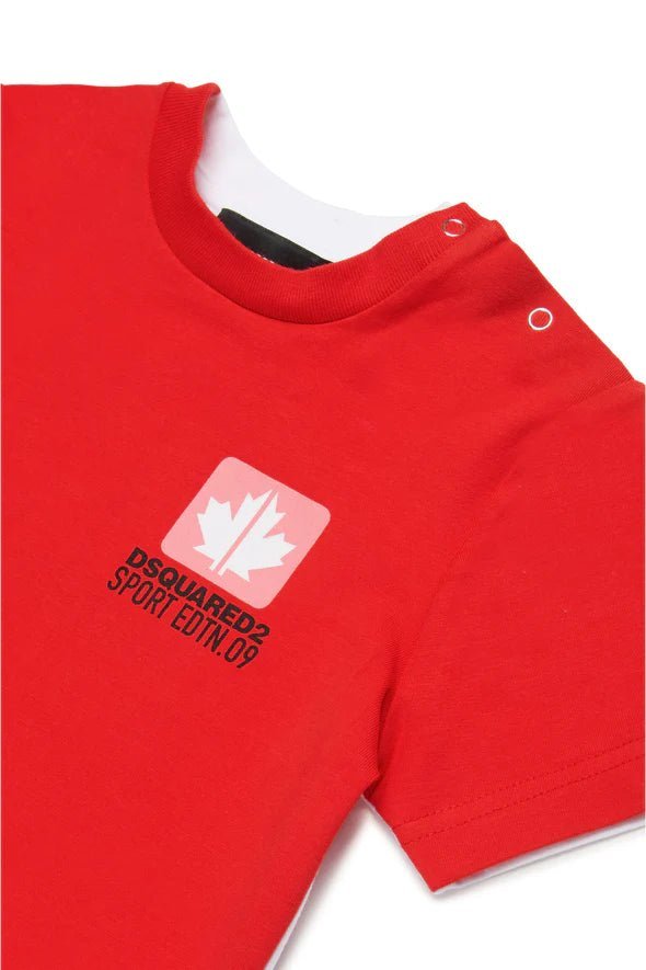 T - SHIRT BICOLOR CON GRAFICA LEAF DSQUARED2 - Angel Luxury