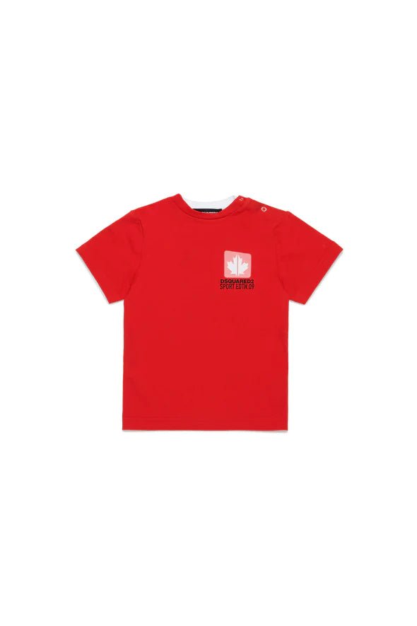 T - SHIRT BICOLOR CON GRAFICA LEAF DSQUARED2 - Angel Luxury
