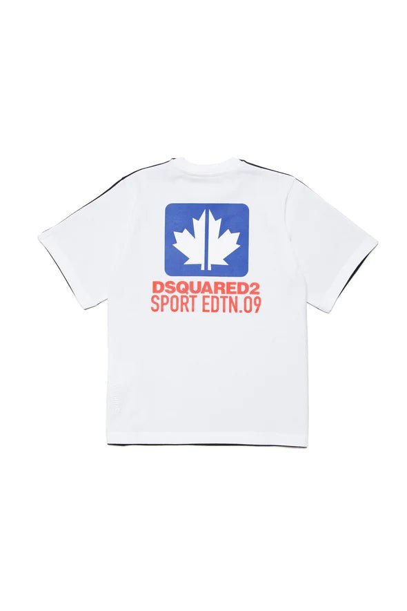 T - SHIRT BICOLOR CON GRAFICA LEAF DSQUARED217 - Angel Luxury