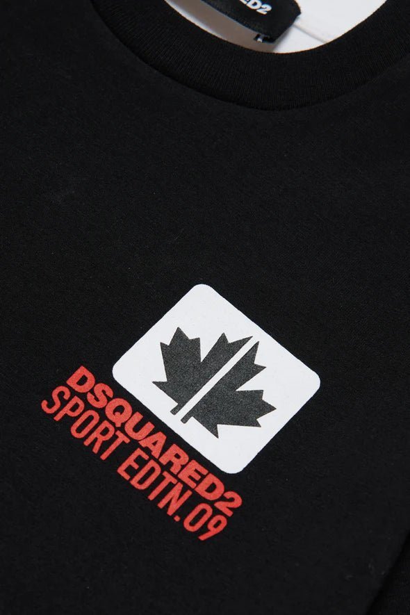 T - SHIRT BICOLOR CON GRAFICA LEAF DSQUARED217 - Angel Luxury
