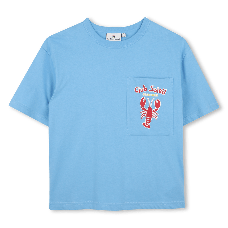 T - SHIRT BLU CIELO CON FANTASIA ARAGOSTA ROSSA KIDS AROUND - Angel Luxury