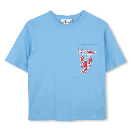 T - SHIRT BLU CIELO CON FANTASIA ARAGOSTA ROSSA KIDS AROUND - Angel Luxury