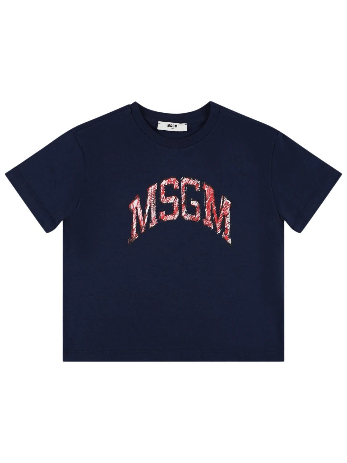 T - SHIRT BLU CON LOGO ROSSO MSGM - Angel Luxury