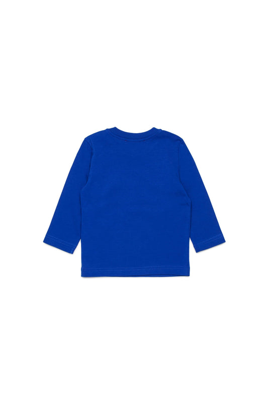 T - SHIRT BLU MANICA LUNGA CON LOGO GIALLO DIESEL - Angel Luxury