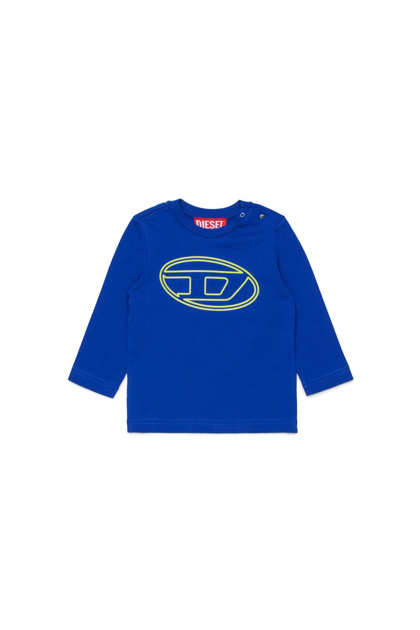 T - SHIRT BLU MANICA LUNGA CON LOGO GIALLO DIESEL - Angel Luxury