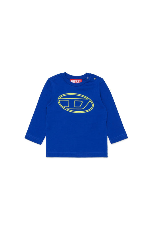 T - SHIRT BLU MANICA LUNGA CON LOGO GIALLO DIESEL - Angel Luxury