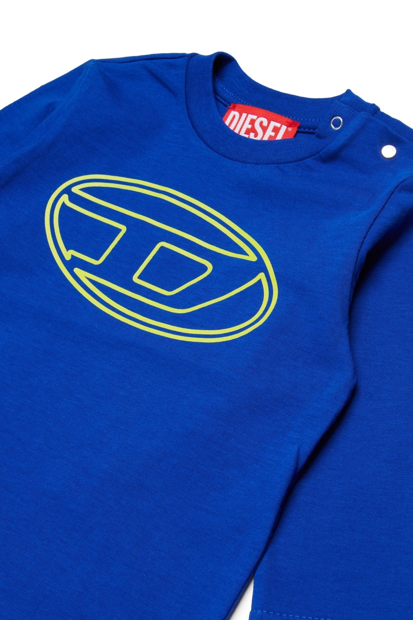 T - SHIRT BLU MANICA LUNGA CON LOGO GIALLO DIESEL - Angel Luxury