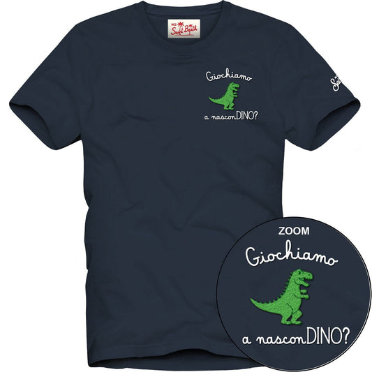 T - SHIRT BLU SCURO CON DINOSAURO VERDE MC2 SAINT BARTH - Angel Luxury