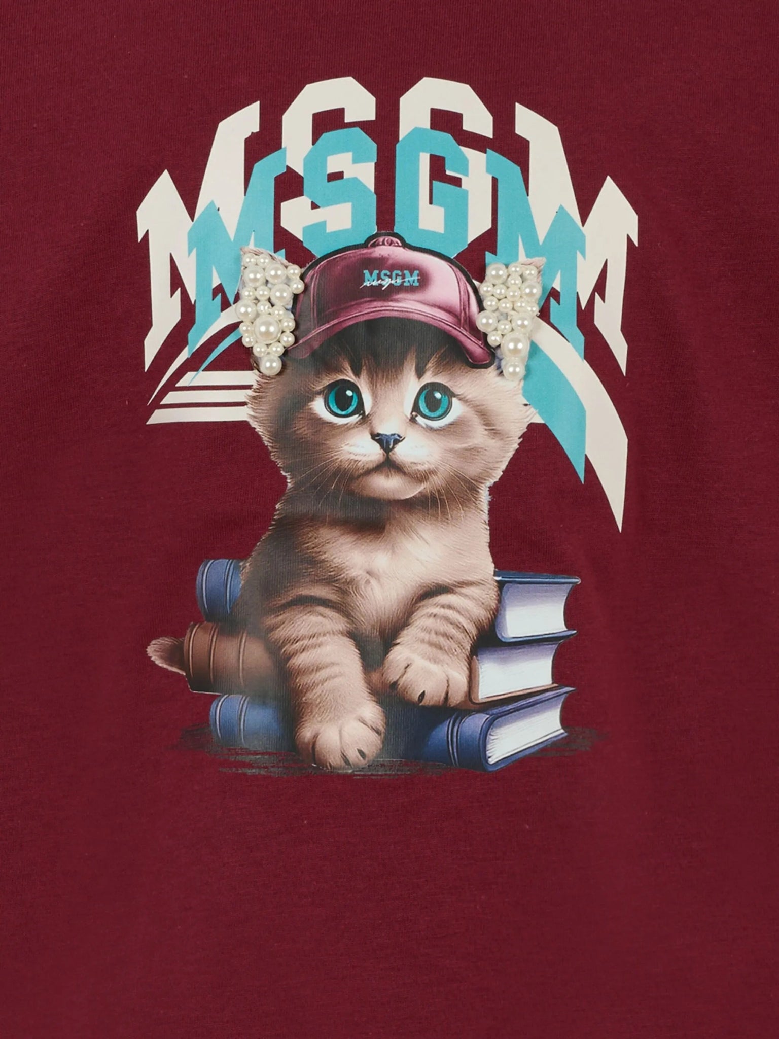 T - SHIRT BORDEAUX CON STAMPA MSGM - Angel Luxury