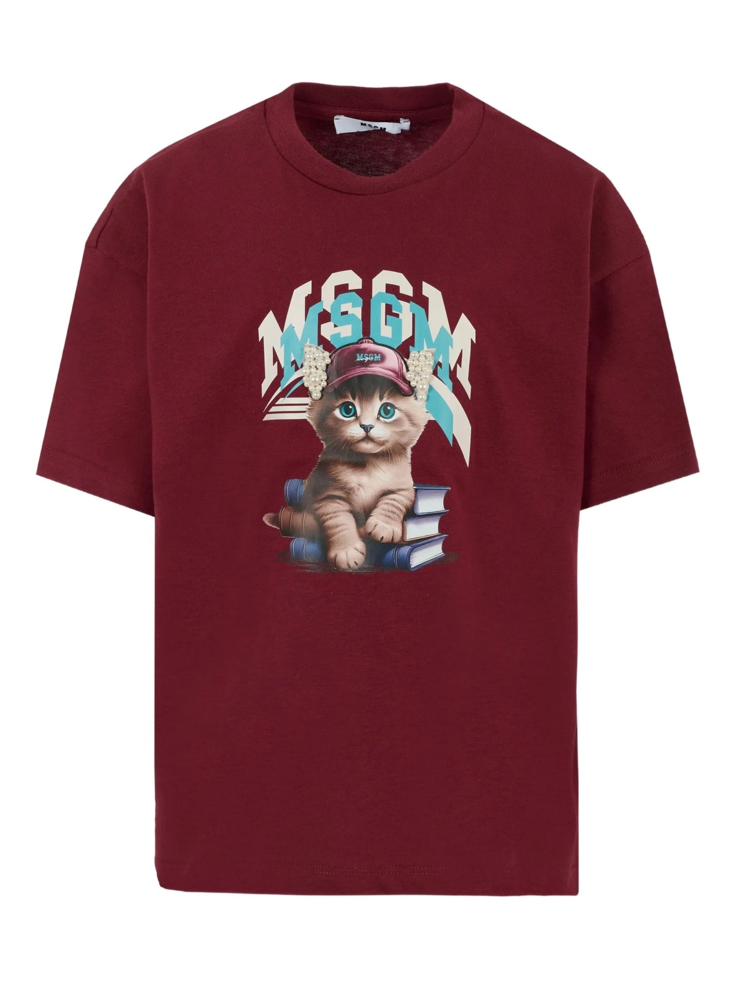 T - SHIRT BORDEAUX CON STAMPA MSGM - Angel Luxury
