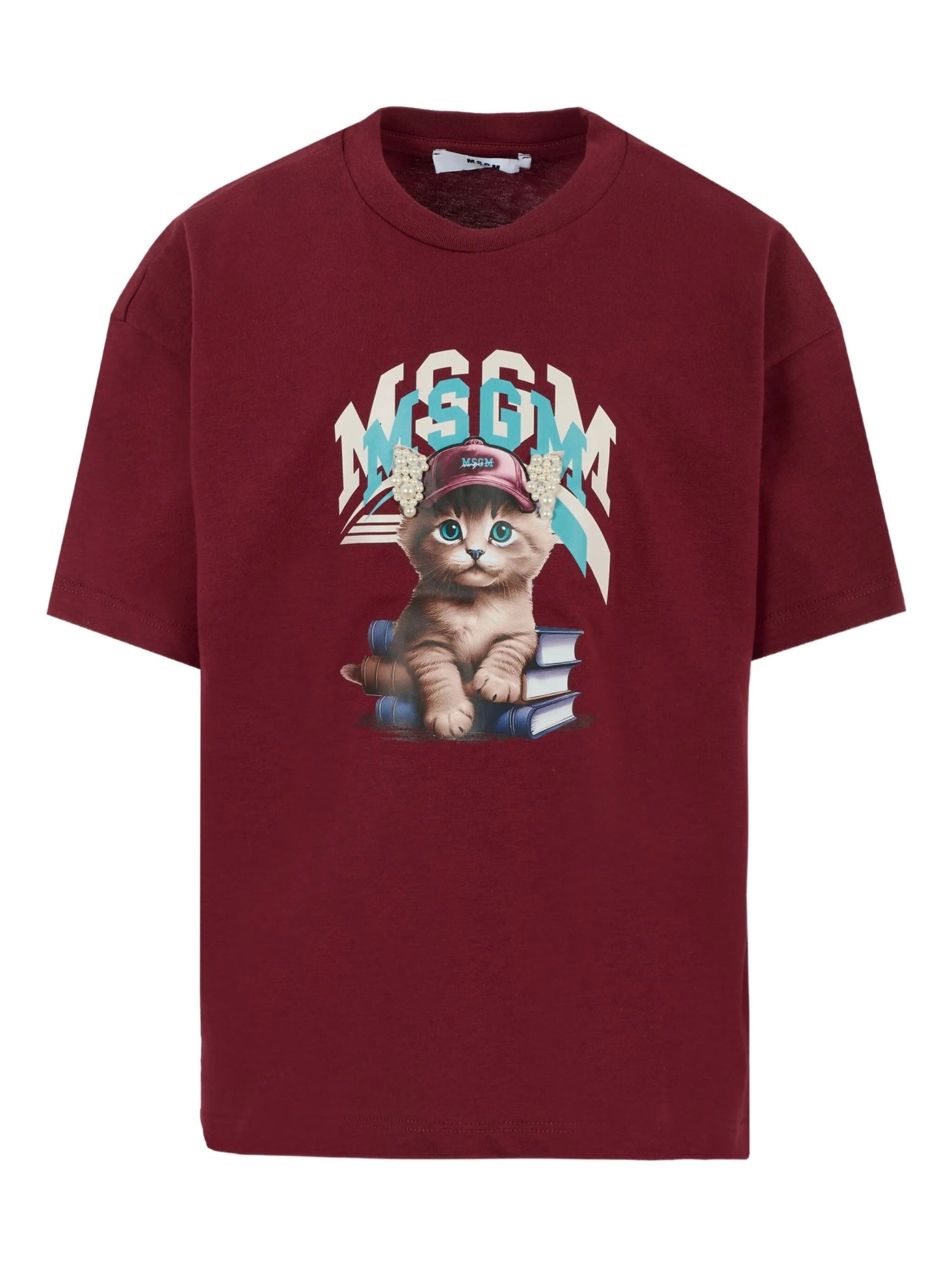 T - SHIRT BORDEAUX CON STAMPA MSGM - Angel Luxury