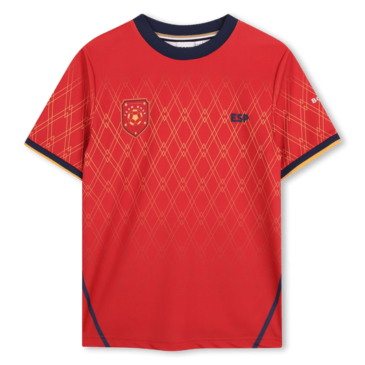 T - SHIRT CALCISTICA DELL' "ESP" ROSSA - GIALLA E BLU CON LOGO BOSS - Angel Luxury
