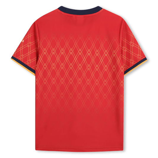 T - SHIRT CALCISTICA DELL' "ESP" ROSSA - GIALLA E BLU CON LOGO BOSS - Angel Luxury
