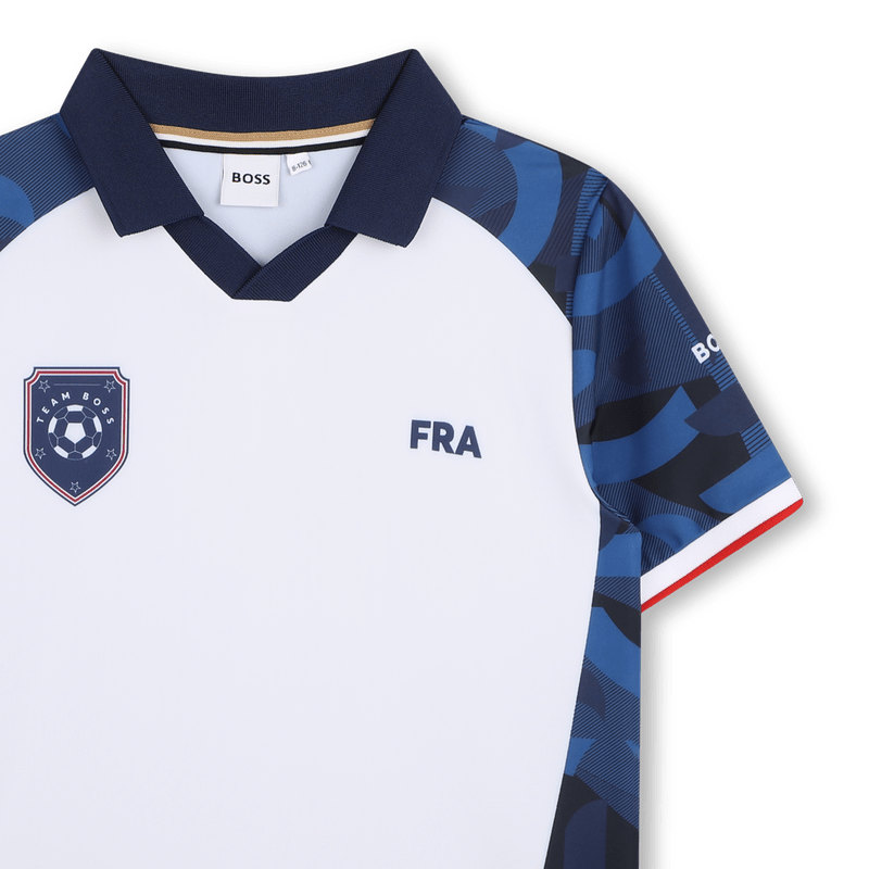 T - SHIRT CALCISTICA DELLA "FRA" BIANCA E BLU CON LOGO BOSS - Angel Luxury