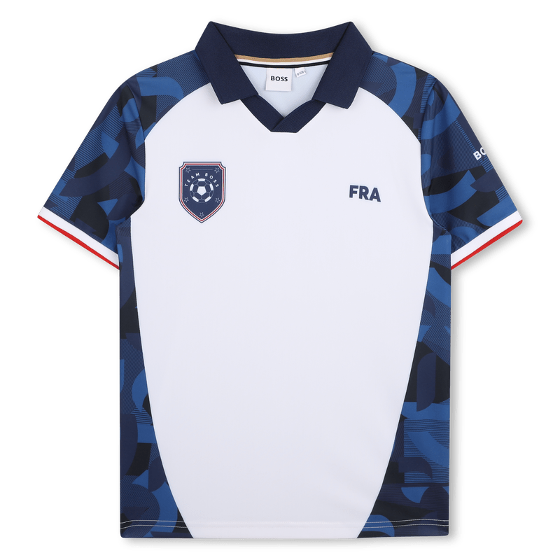 T - SHIRT CALCISTICA DELLA "FRA" BIANCA E BLU CON LOGO BOSS - Angel Luxury