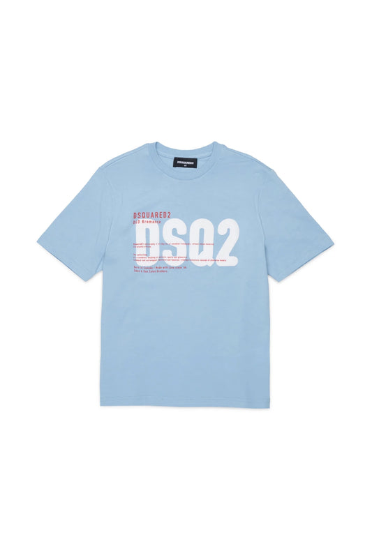 T - SHIRT CELESTE CON LOGO BIANCO DSQ2 DI DSQUARED2 - Angel Luxury