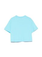 T - SHIRT CELESTE CON LOGO IN PERLINE MSGM - Angel Luxury