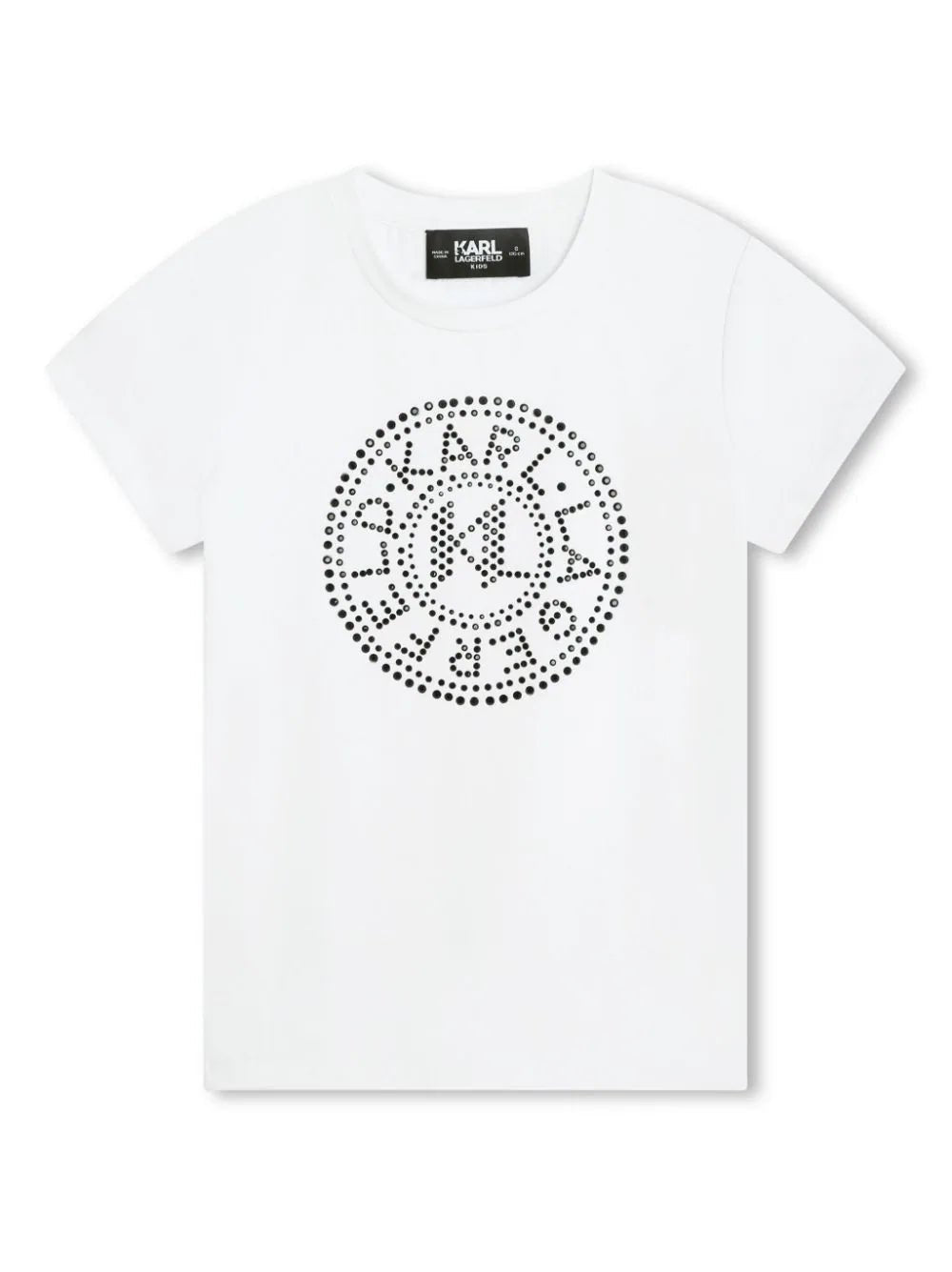 T-SHIRT CON DECORO BIANCO E NERO KARL LAGERFELD - Angel Luxury