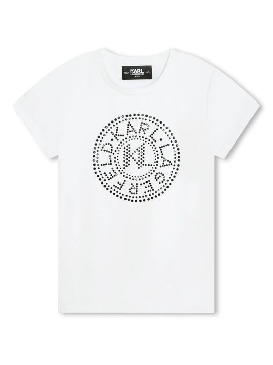 T - SHIRT CON DECORO BIANCO E NERO KARL LAGERFELD - Angel Luxury