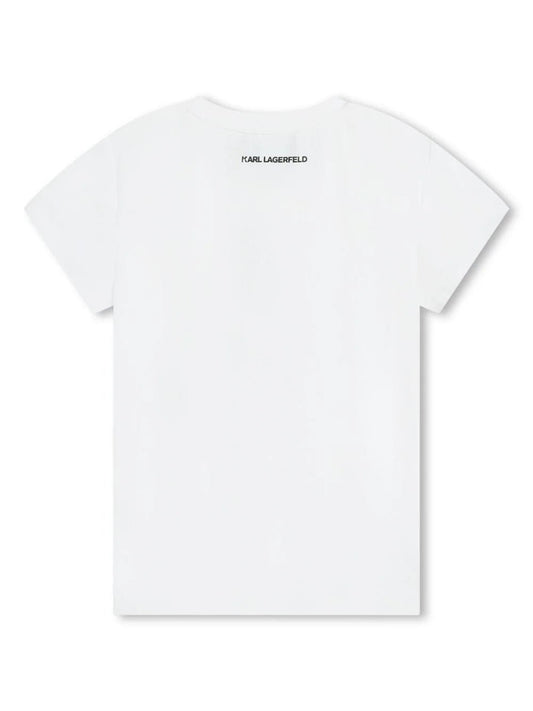 T - SHIRT CON DECORO BIANCO E NERO KARL LAGERFELD - Angel Luxury