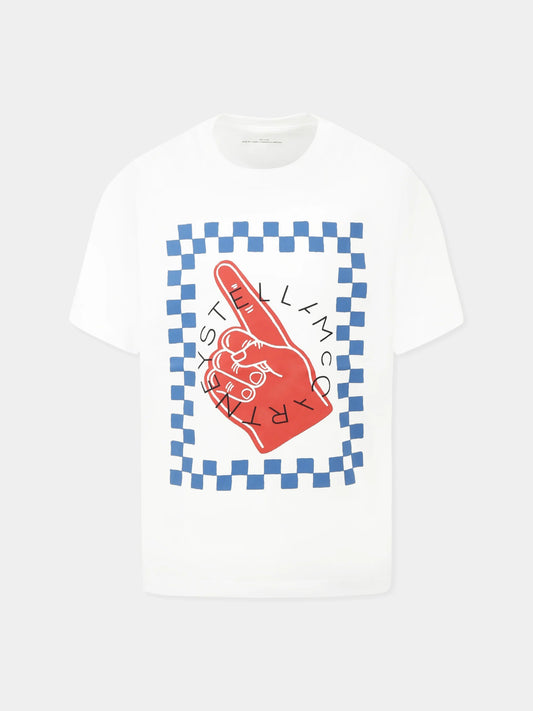 T - SHIRT CON DECORO MANO ROSSA STELLA MCCARTNEY - Angel Luxury