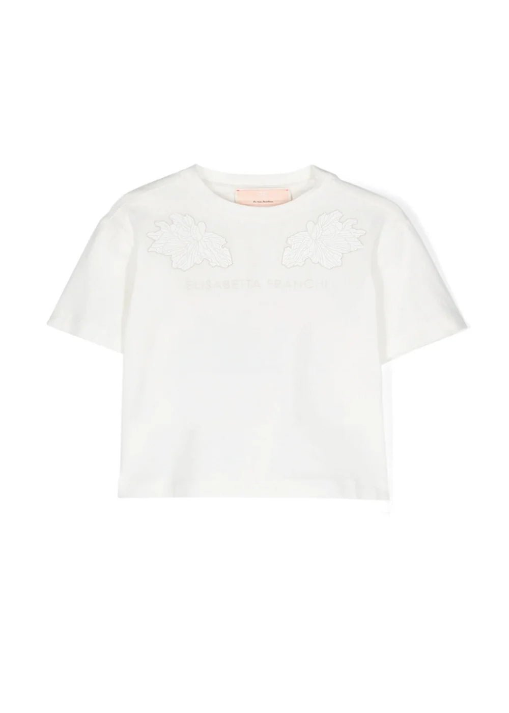 T - SHIRT CON FIORI RICAMATI PANNA ELISABETTA FRANCHI - Angel Luxury