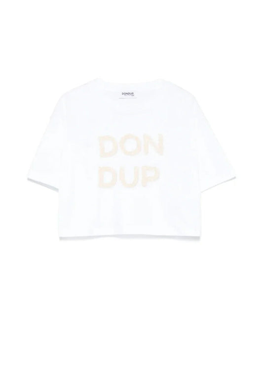 T - SHIRT CON LOGO TULLE DAVANTI BIANCO DONDUP - Angel Luxury