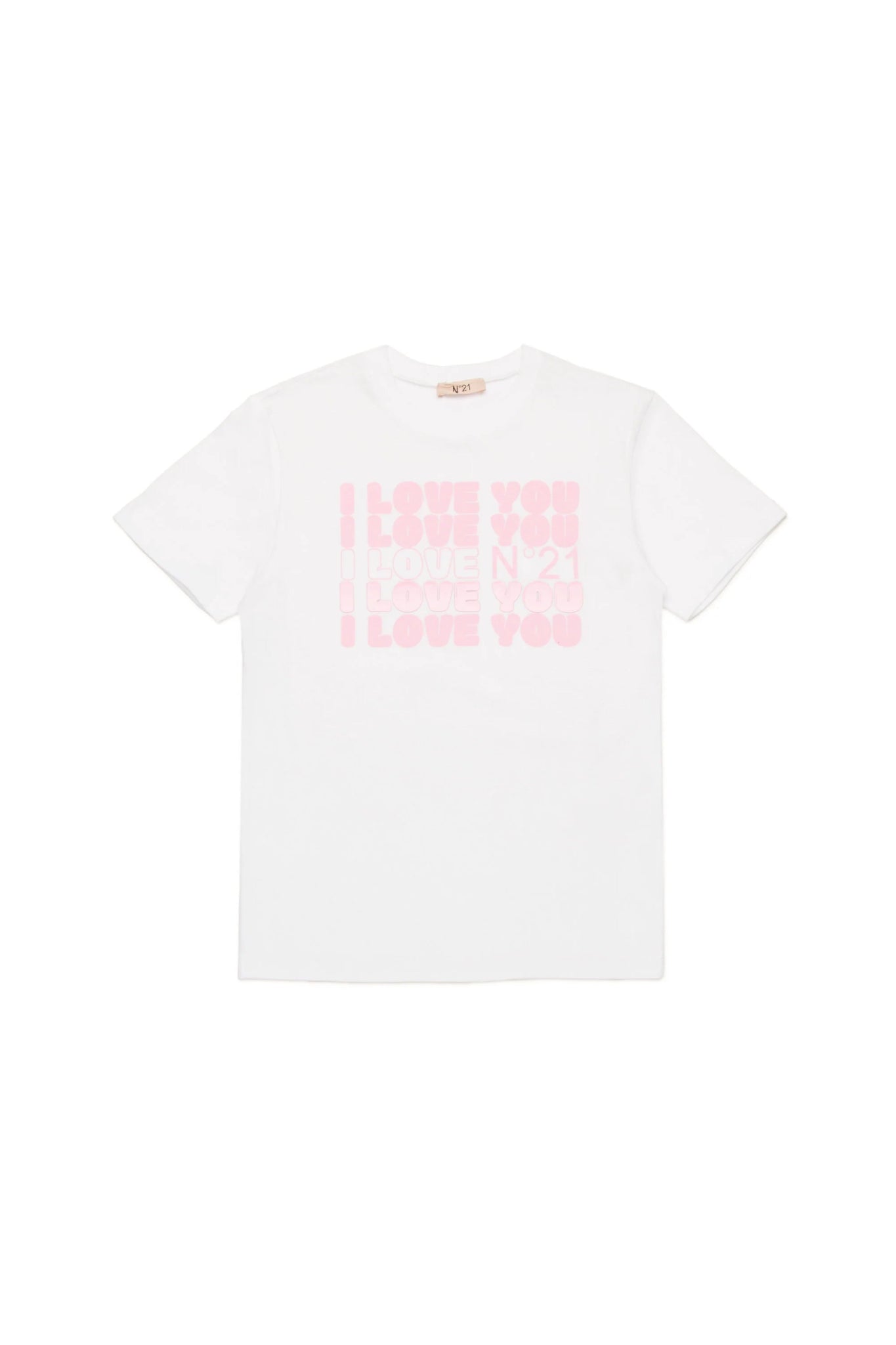 T - SHIRT CON SCRITTA I LOVE YOU ROSA N21 - Angel Luxury