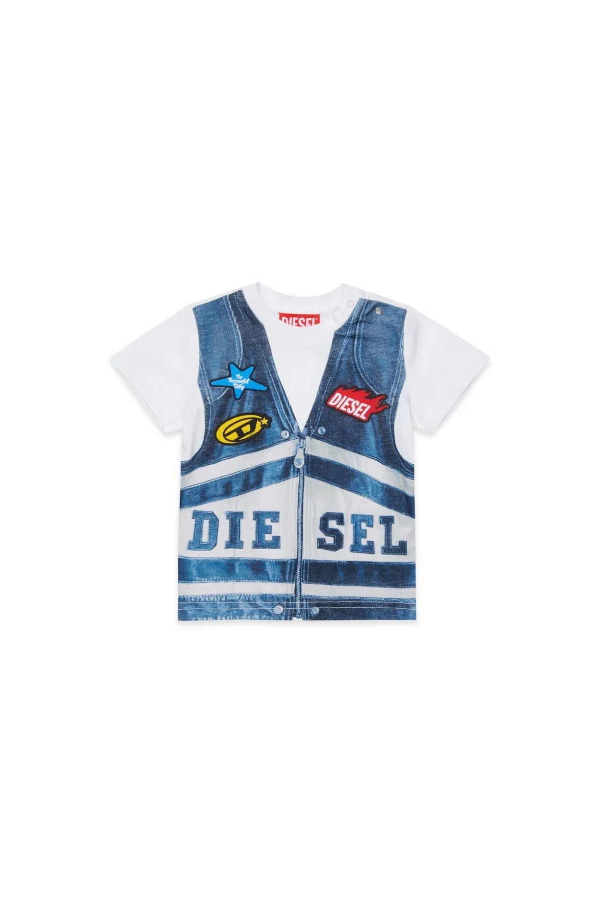 T - SHIRT CON STAMPA EFFETTO GILET DENIM DIESEL - Angel Luxury