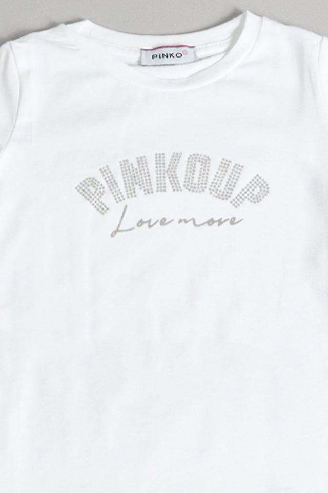 T-shirt con strass Pinko bianca - Angel Luxury