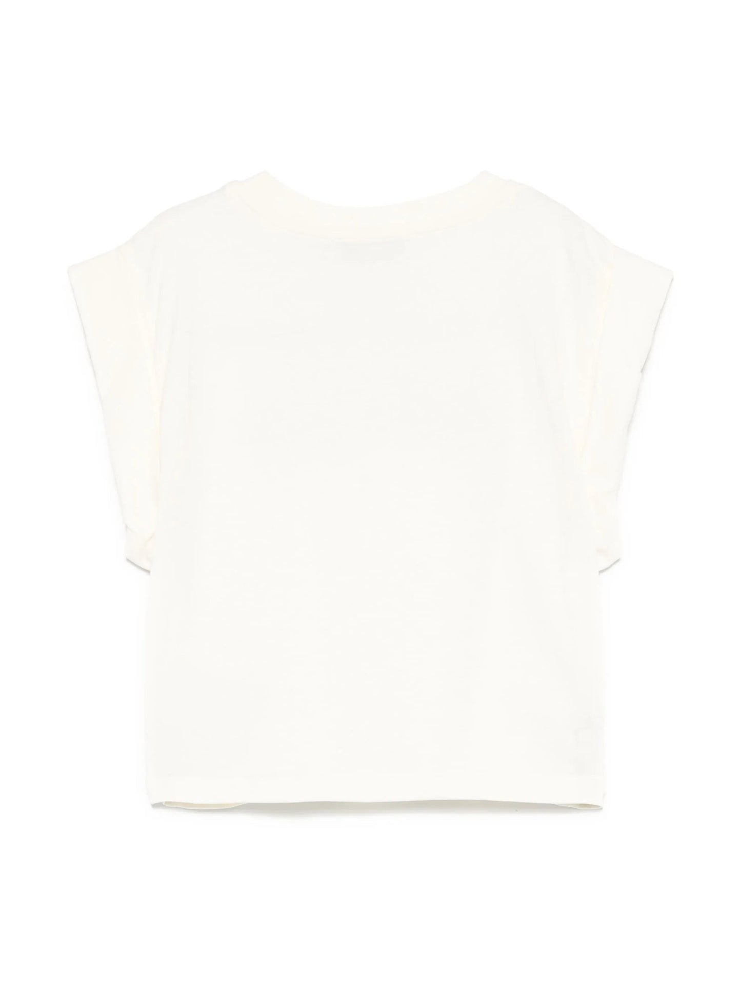 T - SHIRT CREMA CON LOGO IN PERLINE MSGM - Angel Luxury