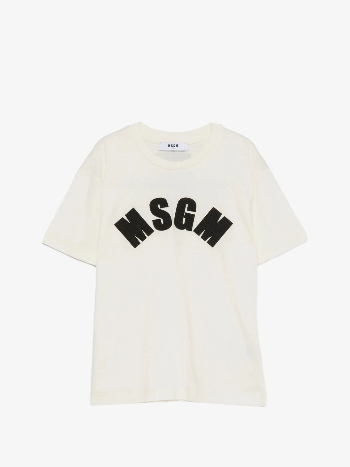 T-SHIRT CREMA CON LOGO NERO MSGM - Angel Luxury