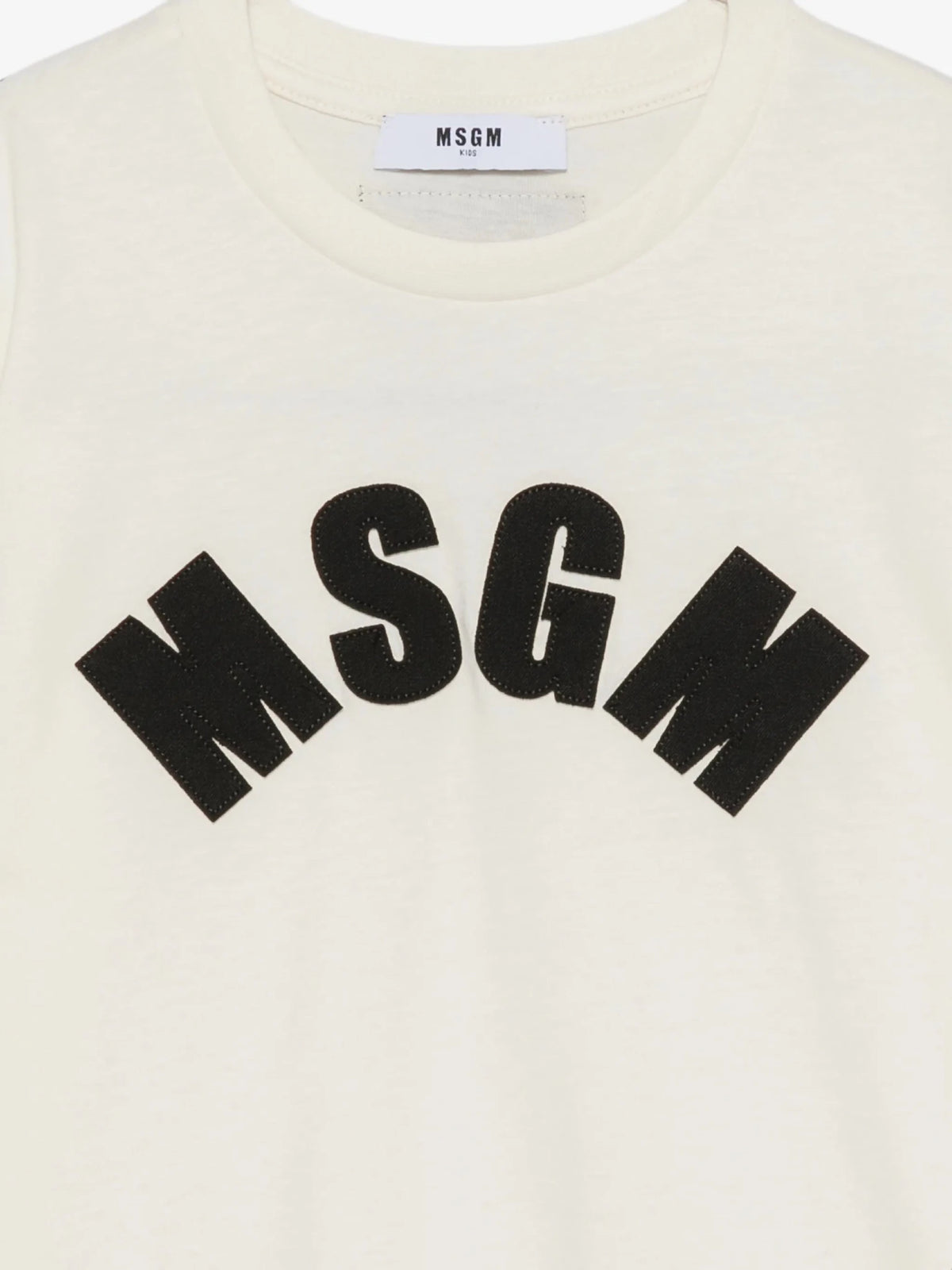 T-SHIRT CREMA CON LOGO NERO MSGM - Angel Luxury