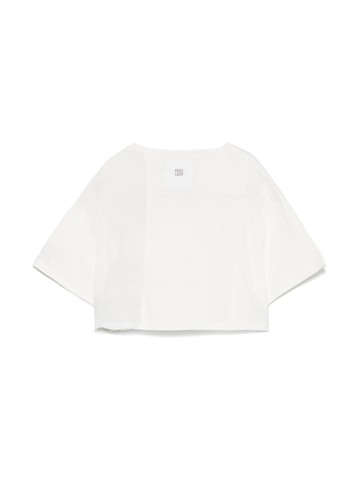 T - SHIRT CROP BIANCA CON TASCHINO DOUUOD - Angel Luxury
