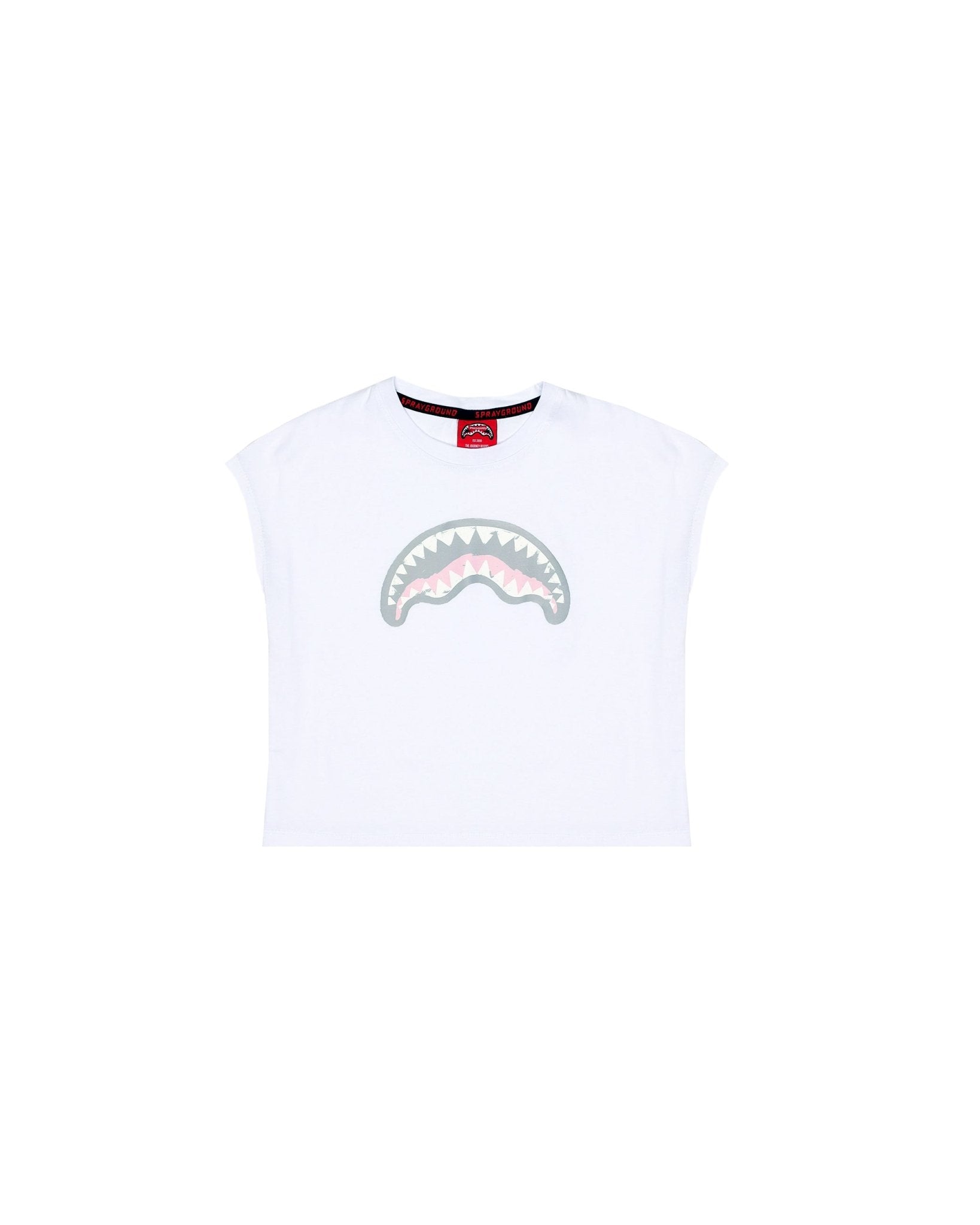 T - SHIRT CROP SPRAYGROUND BIANCA CON LOGO - Angel Luxury