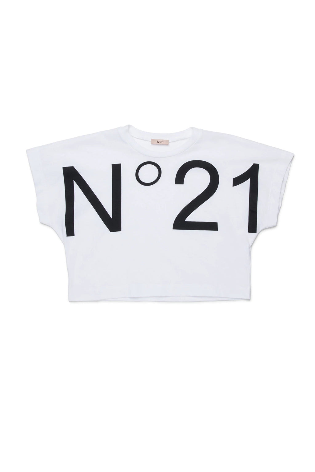 T - SHIRT CROPPED BIANCA CON LOGO NERO N21 - Angel Luxury