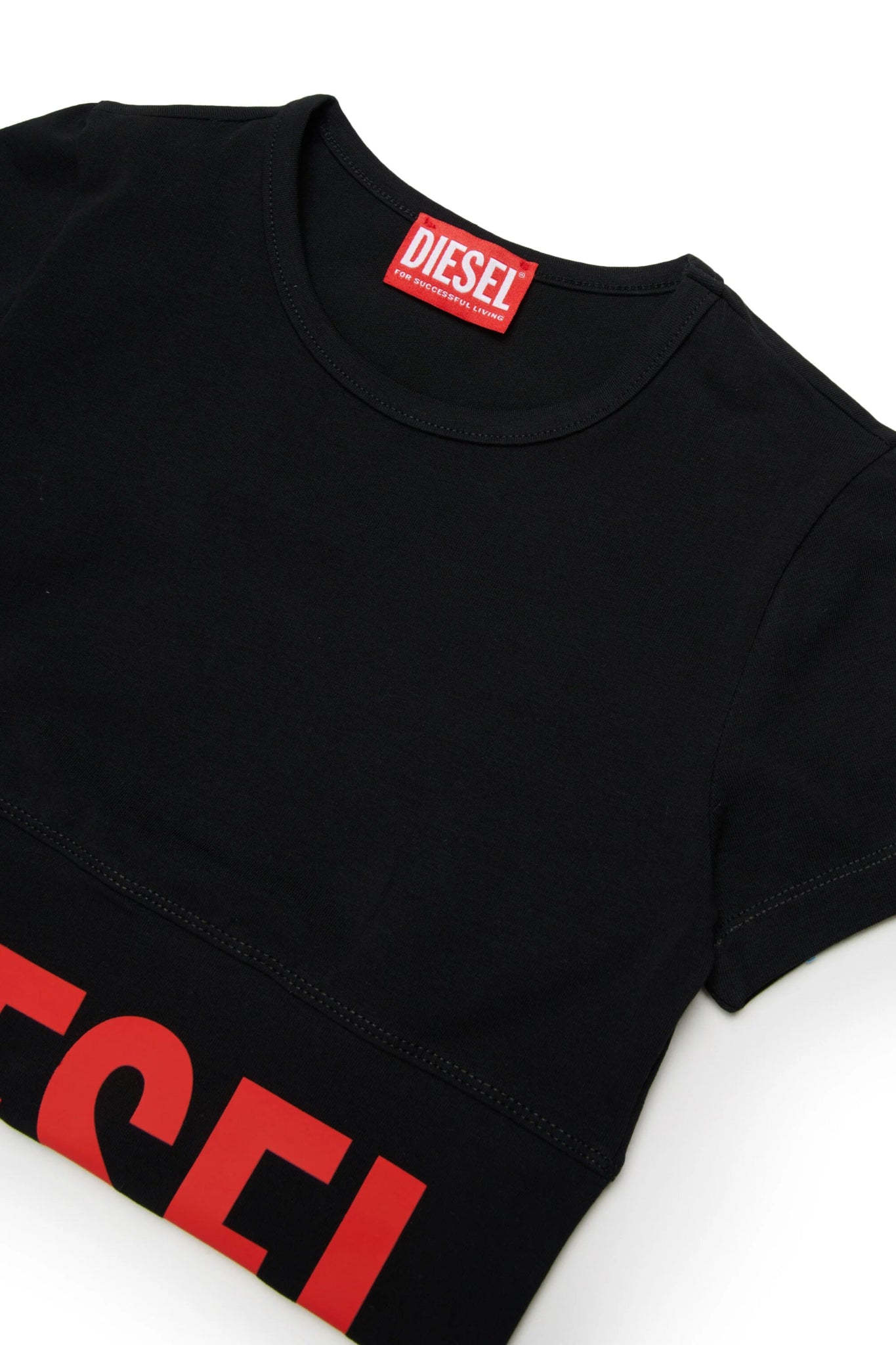 T - SHIRT CROPPED NERA CON LOGO DIESEL ROSSO - Angel Luxury
