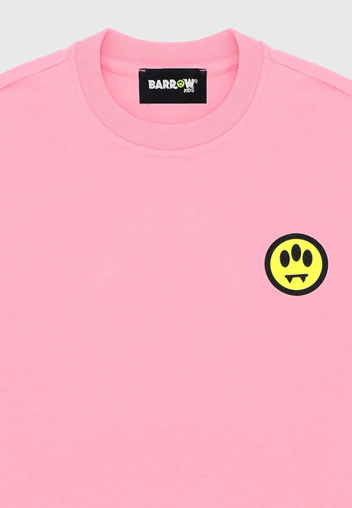 T - SHIRT CROPPED ROSA CON LOGO SUL RETRO NERO BARROW - Angel Luxury