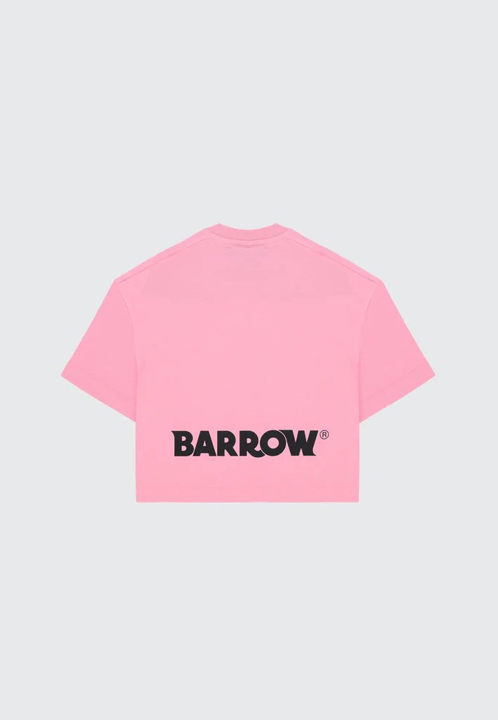 T - SHIRT CROPPED ROSA CON LOGO SUL RETRO NERO BARROW - Angel Luxury