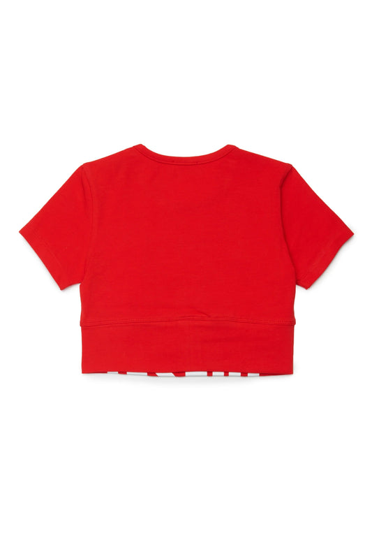 T - SHIRT CROPPED ROSSA CON LOGO BINACO DIESEL - Angel Luxury