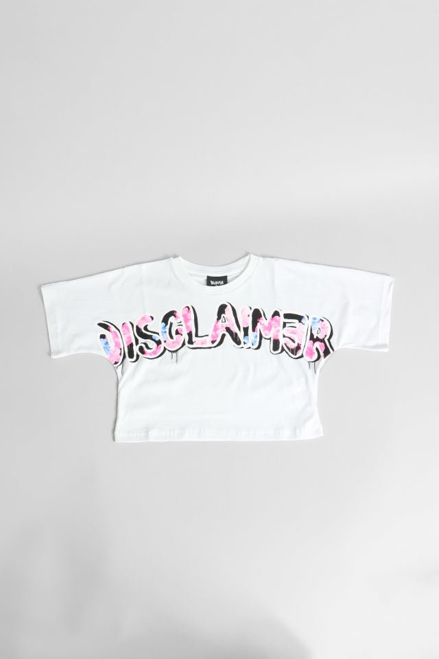 T-shirt Disclaimer rosa logo fiorato - Angel Luxury